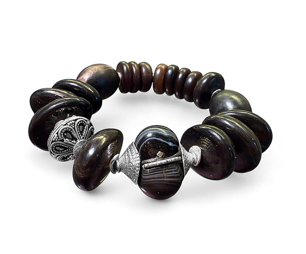 Armband Horn Ethno Boho Dehnbar 925 Sterling Silber Unikat Silber Schmuck Reichenberger
