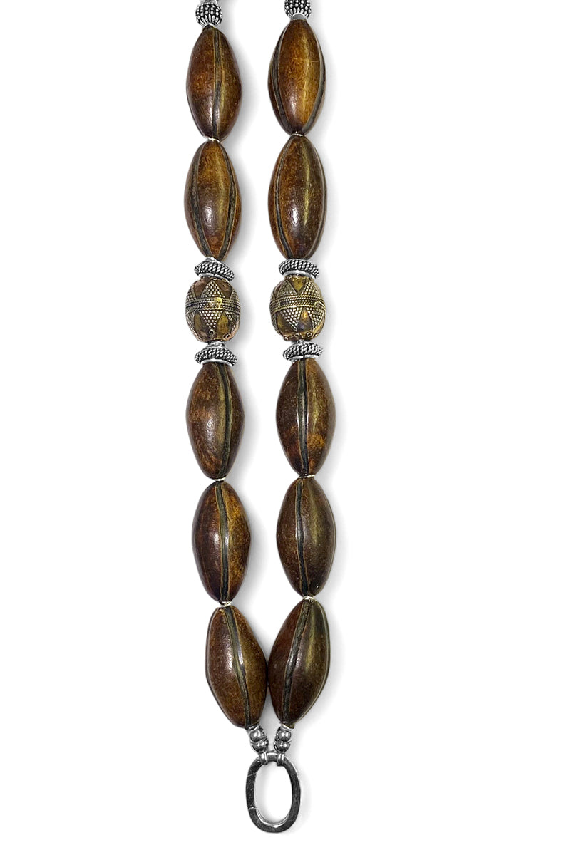 Ethno Hornkette Lang Hornperlen Oval Statement Unikat Sterling Silber Schmuck Reichenberger
