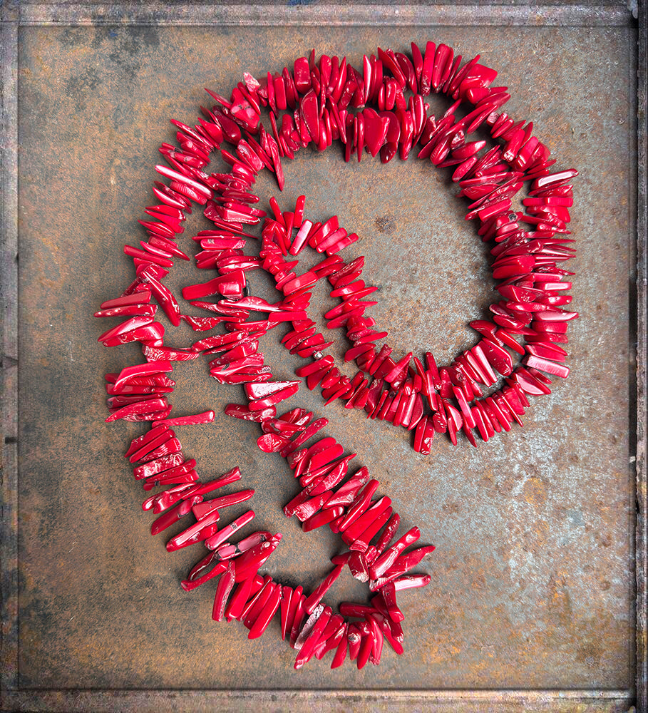 Ethno Boho Kette Bambuskoralle Rot Unikat Lang Schmuck Reichenberger 