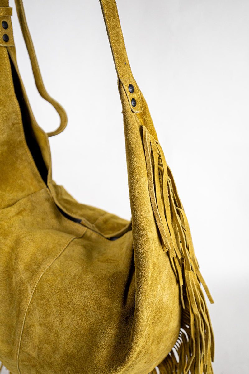 Fransentasche Boho Shopper Wildleder Willow Gypsy-Style Pflanzlich Gefärbt Rehard Detail 3