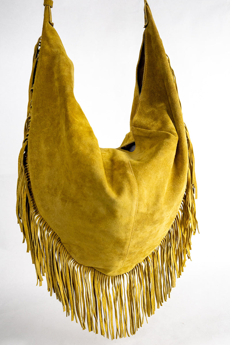 Fransentasche Boho Shopper Wildleder Willow Gypsy-Style Pflanzlich Gefärbt Rehard Detail