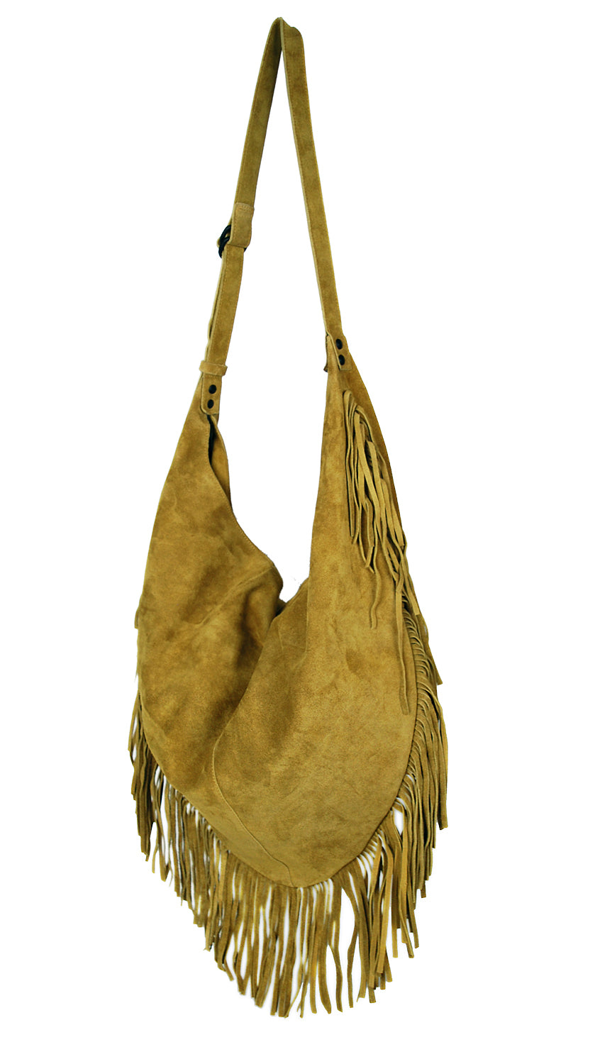Fransentasche Boho Shopper Wildleder Willow Gypsy-Style Pflanzlich Gefärbt Rehard