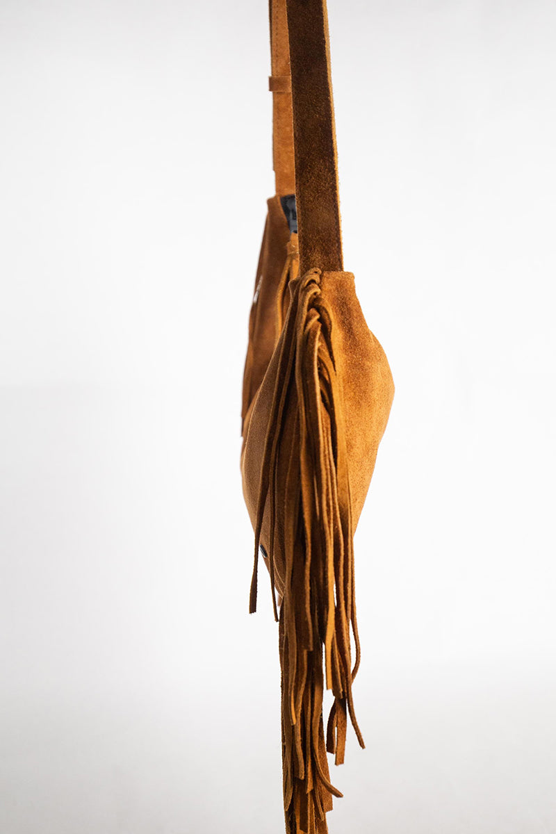Fransentasche Boho Wildleder Braun Gypsy-Style Pflanzlich Gefärbt Rehard Detail 5
