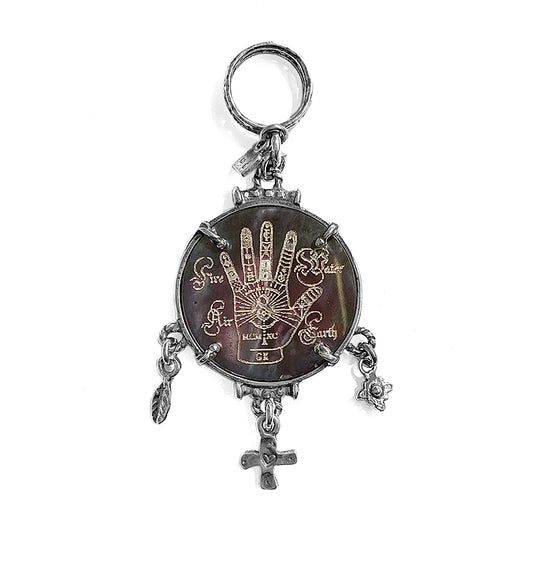 Gem Kingdom Perlmutt-Anhänger Rund Schützende Hand Charms 925 Sterling Silber
