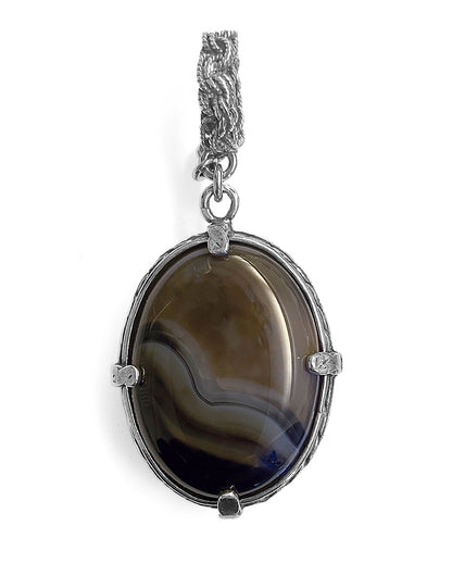 Gem Kingdom Doppelseitiger Anhänger Achat Herz-Gravur Bone 925 Sterling Silber 