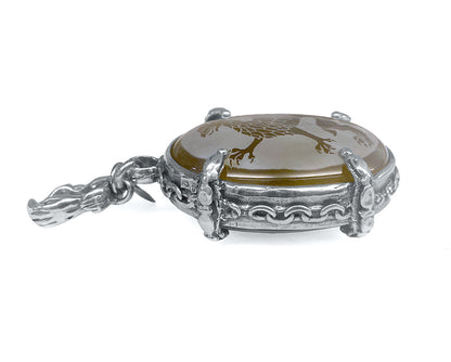 Gem Kingdom Anhänger Burning Heart Carneol Achat Öse Schützende Hände 925 Sterling Silber