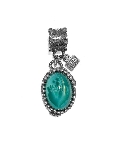 Gem Kingdom Anhänger Burning-Heart-Gravur Kristallglas Grün Sterling Silber
