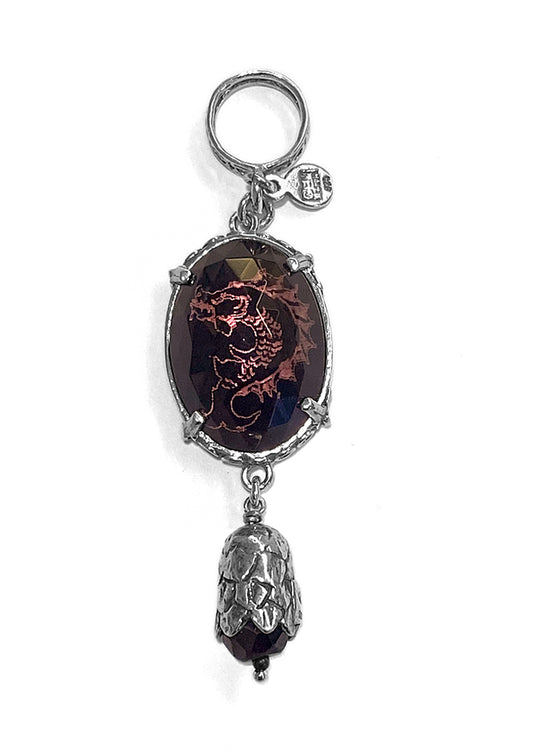 GEm Kingdom Delphin-Anhänger Kristallglas Facettiert Aubergine Süsswasserperle Sterling Silber