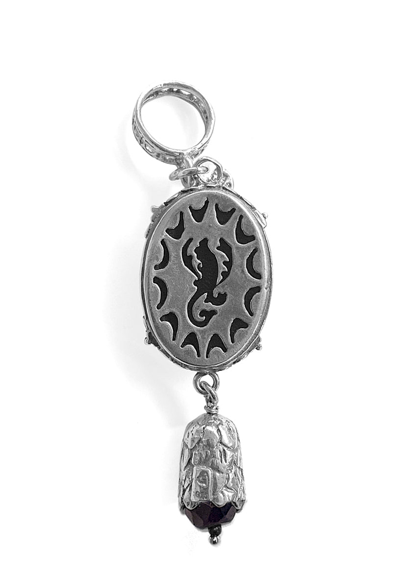 GEm Kingdom Delphin-Anhänger Kristallglas Facettiert Süsswasserperle Sterling Silber Rückseite