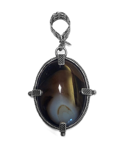 Gem Kingdom Achat-Anhänger Doppelseitig Graviert Herz-Motiv 925 Sterling Silber
