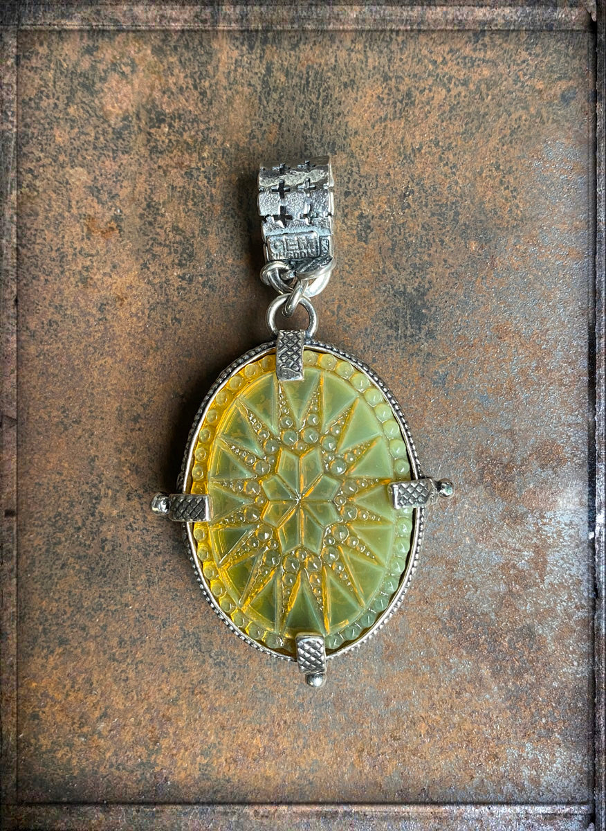 Gem Kingdom Anhänger Doppelseitig Bohemian Kristallglas Herz-Motiv Horn 925 Sterling Silber Schmuck Reichenberger