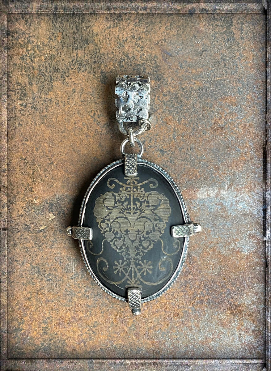 Gem Kingdom Anhänger Doppelseitig Herz-Motiv Horn Bohemian Kristallglas 925 Sterling Silber Schmuck Reichenberger