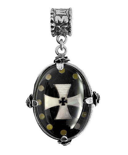Gem Kingdom Doppelseitiger Anhänger Kreuz Lilie Sterling Silber Unikat Glaskristall Perlmutt-Inlay