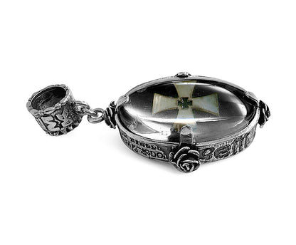 Gem Kingdom Doppelseitiger Anhänger Kreuz Lilie 925 Sterling Silber Glaskristall Perlmutt-Inlay