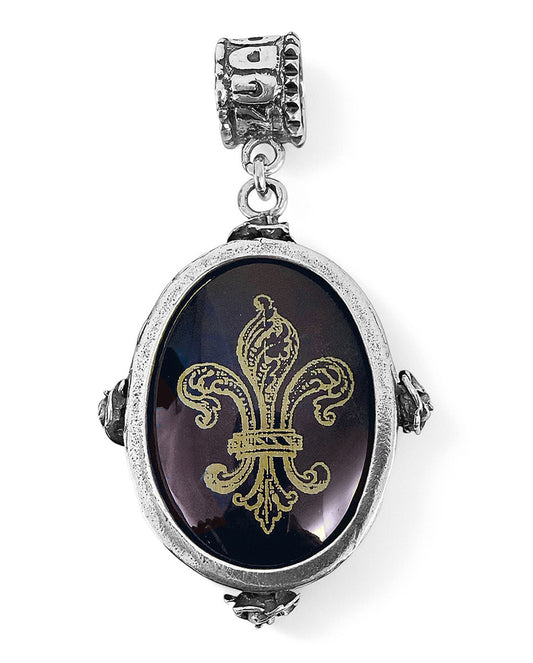 Gem Kingdom Doppelseitiger Anhänger Kreuz Lilie 925 Sterling Silber Unikat Glaskristall Perlmutt-Inlay