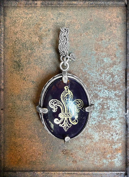 Gem Kingdom Doppelseitiger Anhänger Lilien-Motiv 925 Sterling Silber Glaskristall Achat