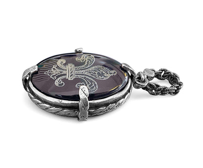 Gem Kingdom Doppelseitiger Anhänger Lilie 925 Sterling Silber Glaskristall Achat