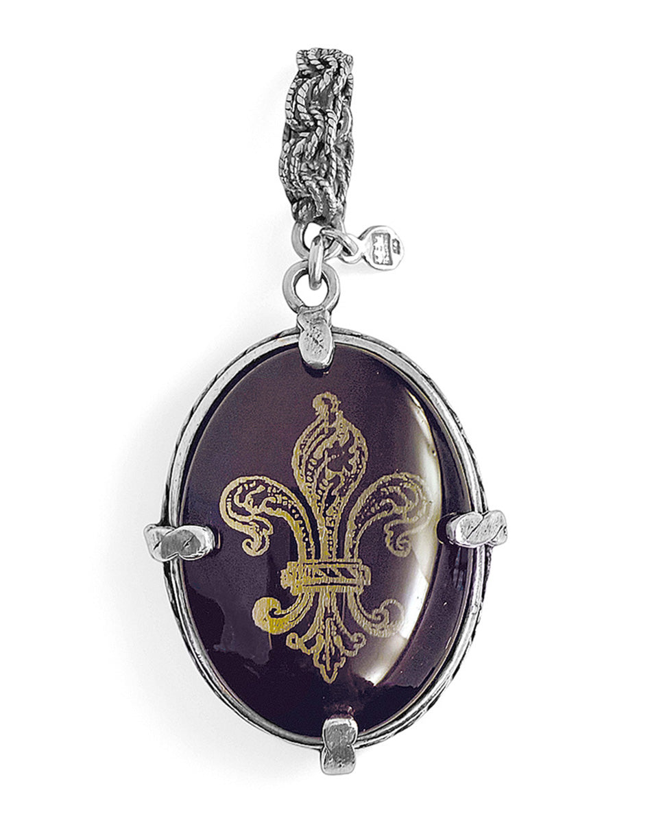 Gem Kingdom Doppelseitiger Lilien-Anhänger 925 Sterling Silber  Glaskristall Achat