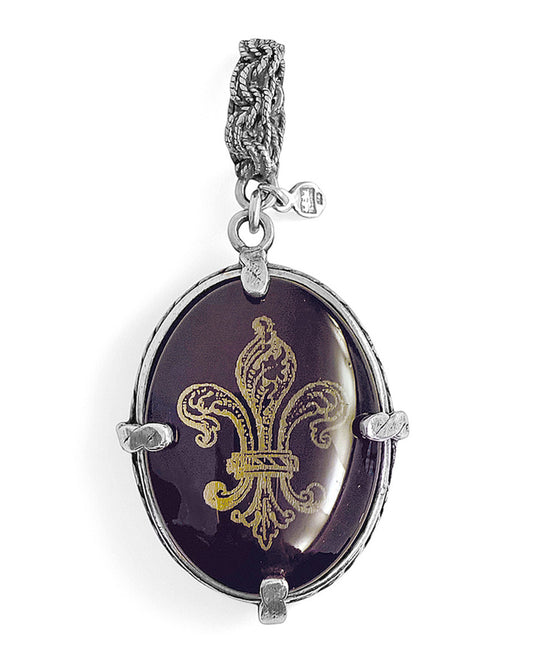 Gem Kingdom Doppelseitiger Lilien-Anhänger 925 Sterling Silber  Glaskristall Achat
