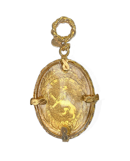 Gem Kingdom Anhänger Doppelseitig Löwe X-Motiv Bohemian Kristallglas Gold-Inlay Bronze Vergoldet