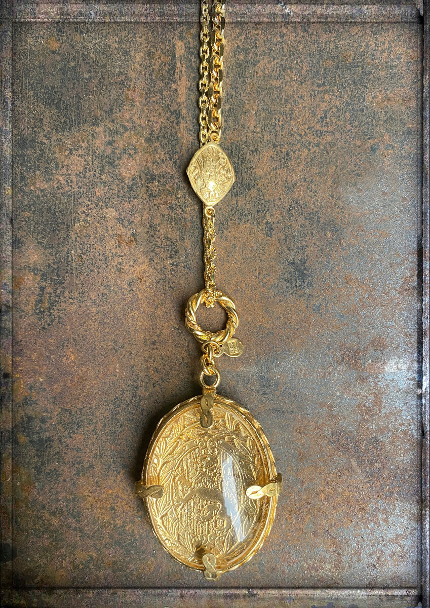 Gem Kingdom Anhänger Doppelseitig Bohemian Crystal Loewe Golden Heritage Bronze 18k Vergoldet
