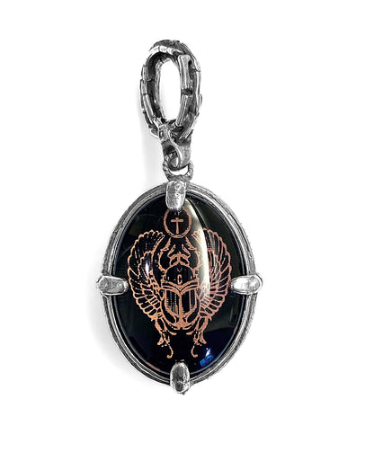 Gem Kingdom Anhänger Doppelseitig Talisman Skarabäus Kristallglas Handkoloriert Glücksbringer 925 Sterling Silber