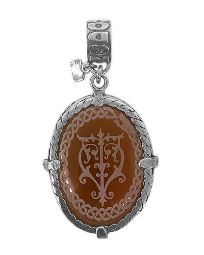 Gem Kingdom Anhänger Doppelseitig Unicorn Bohemian Heart Carneol Graviert 925 Sterling Silber