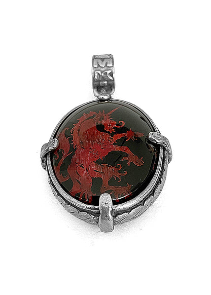 Gem Kingdom Anhänger Doppelseitg Unicorn Herz Carneol Schwarzer Spinell Carneol 925 Sterling Silber