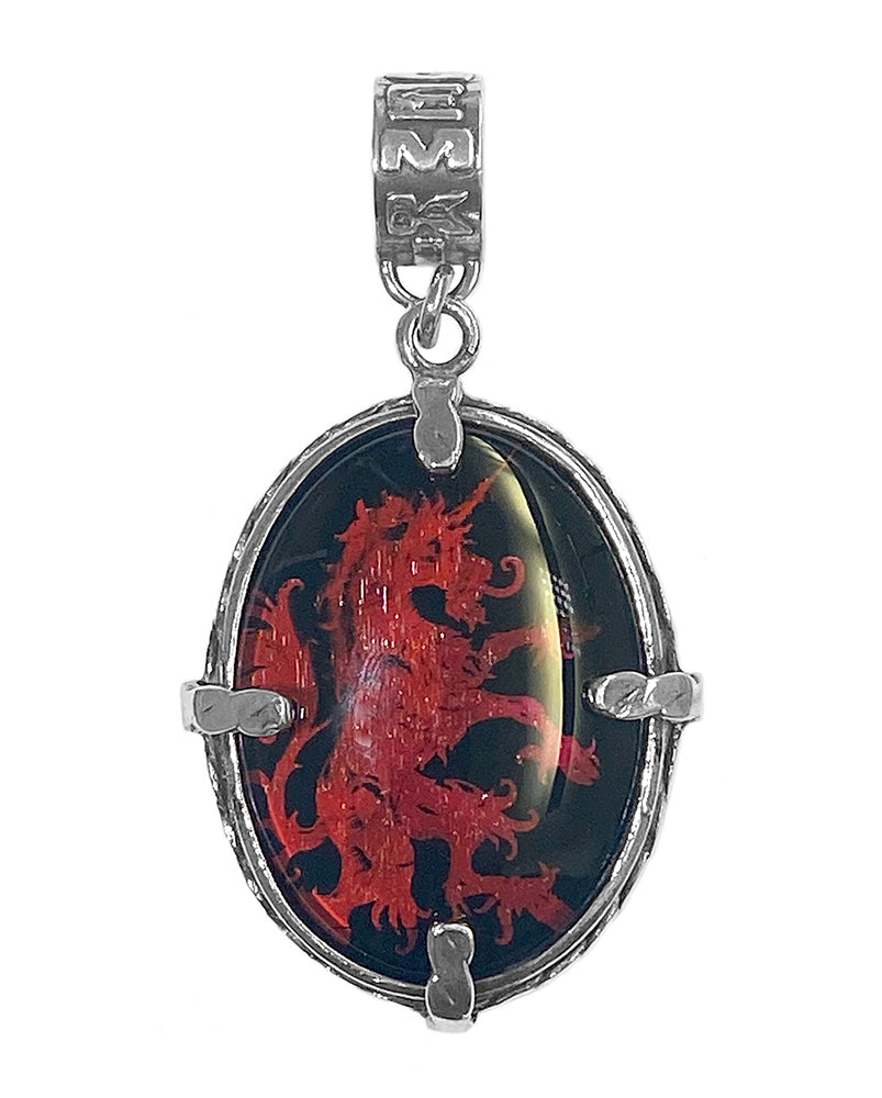 Gem Kingdom Anhänger Doppelseitig Unicorn Legend Kollektion Kristallglas Intaglio Steinschnitt 925 Sterling Silber