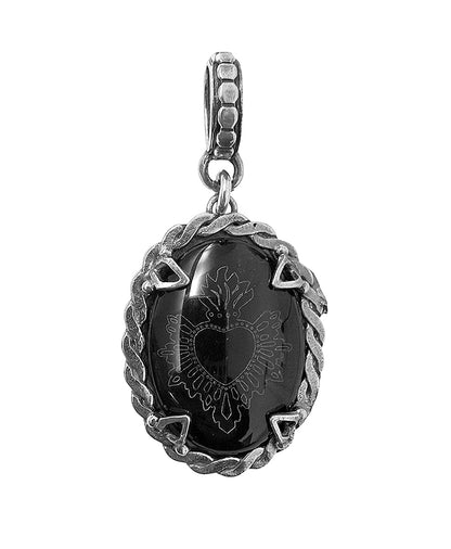 Gem Kingdom Anhänger Herz-Motiv Kristallglas Schwarz 925 Sterling Silber
