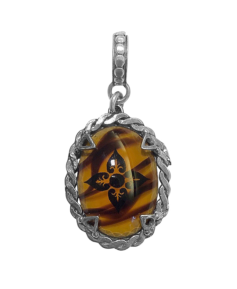 Gem Kingdom Anhänger Lilien-Motiv Kristallglas Braun 925 Sterling Silber Rückseite Rosette