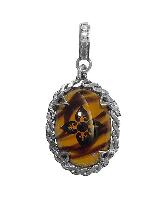 Gem Kingdom Anhänger Lilien-Motiv Kristallglas Braun 925 Sterling Silber Rückseite Rosette