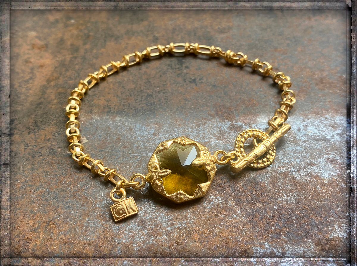 Gem Kingdom Kettenarmband  Bronze Vergoldet Anhänger Zirkonia Gelb