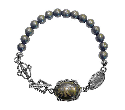Gem Kingdom Armband Pyrit Sky-Gravur 925 Sterling Silber Frozen in Time Kollektion
