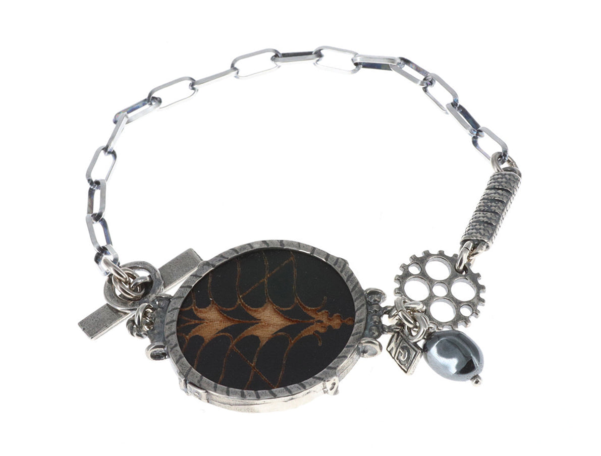GEM Kingdom Armband 925 Sterling Silber Graviertes Holz-Element