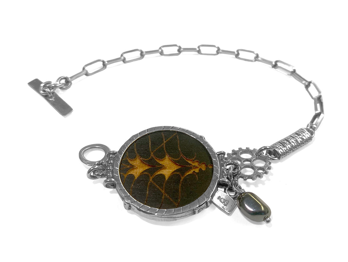 GEM Kingdom Armband 925 Sterling Silber Engraved Wood Mother of Pearl Metropolis
