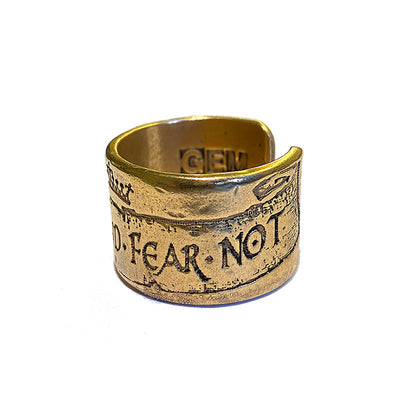 Gem Kingdom Bandring Be Just and Fear Not Gravur Bronze Vergoldet Used Look Größenverstellbar