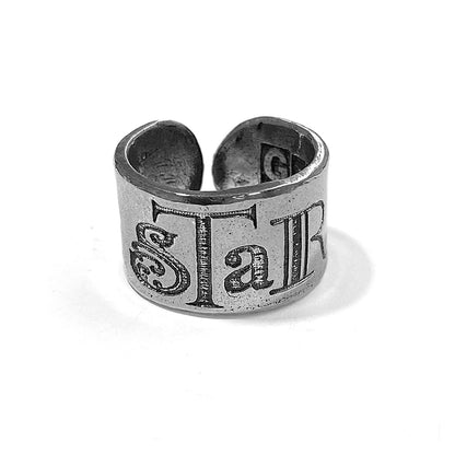 Gem Kingdom Bandring Breit Motive Graviert Star Rebel Rebel 925 Sterling Silber