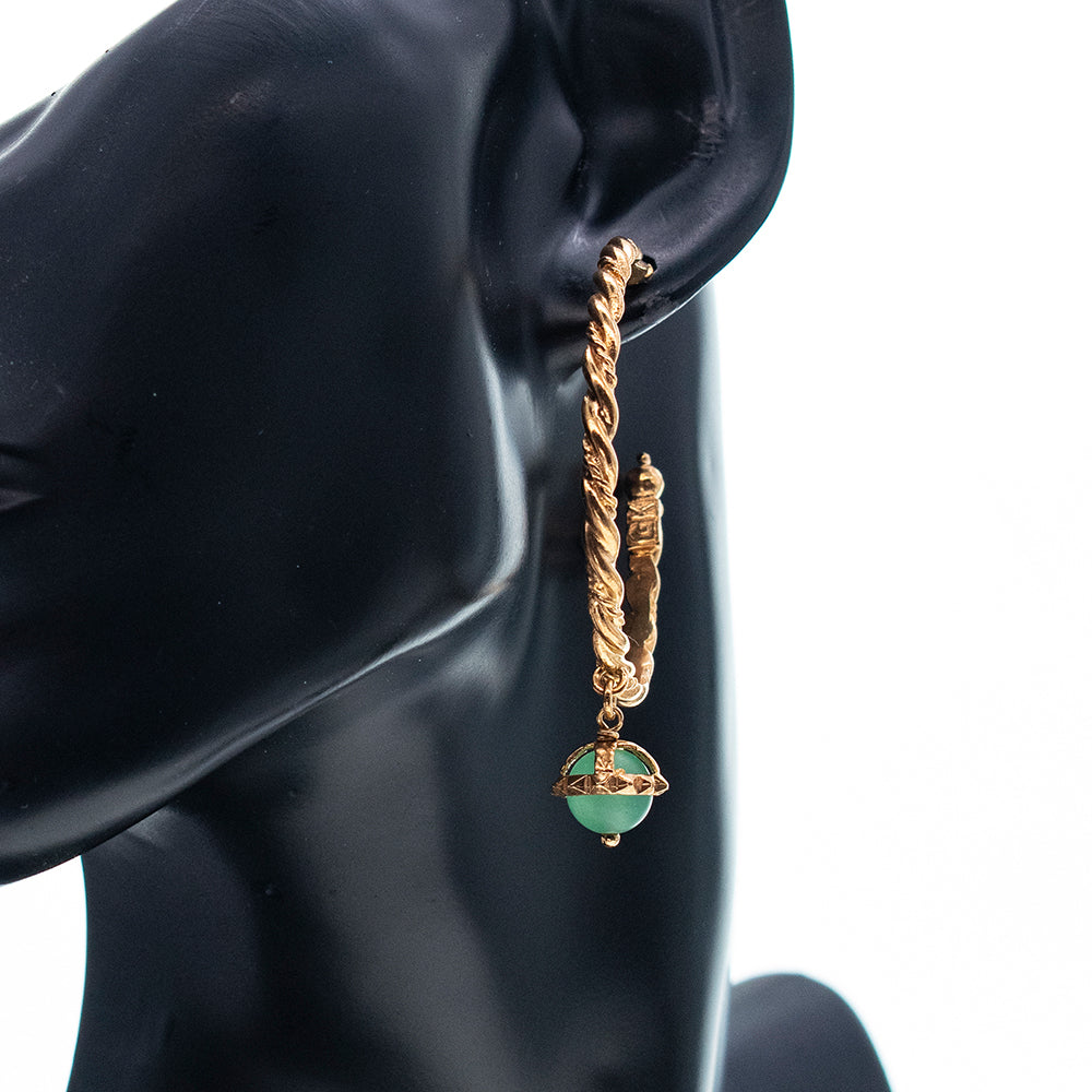 Gem Kingdom Creolen Golden Heritage Bronze Vergoldet Aventurin Kugel Grün Mint Dekor