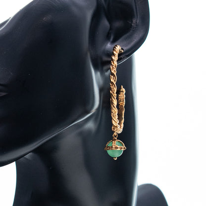 Gem Kingdom Creolen Golden Heritage Bronze Vergoldet Aventurin Kugel Grün Mint Dekor