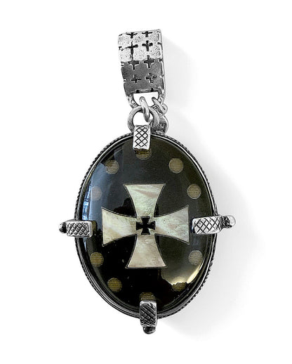 Gem Kingdom Doppelseitiger Anhänger Achat Kristallglas Kreuz-Motiv 925 Sterling Silber