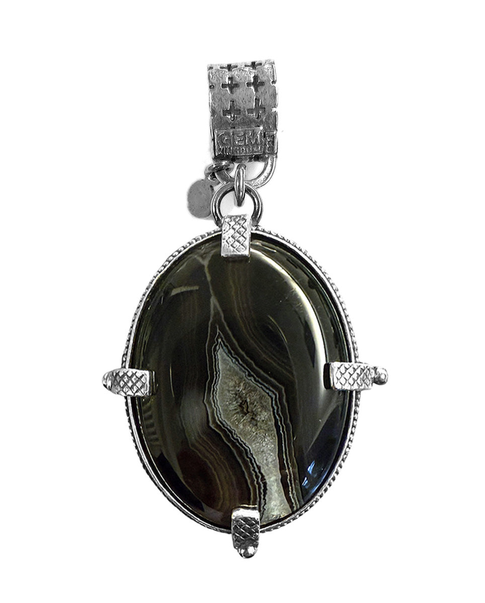 Gem Kingdom Doppelseitiger Anhänger Achat Kristallglas Kreuz-Motiv Sterling Silber