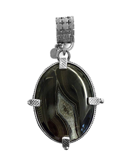 Gem Kingdom Doppelseitiger Anhänger Achat Kristallglas Kreuz-Motiv Sterling Silber