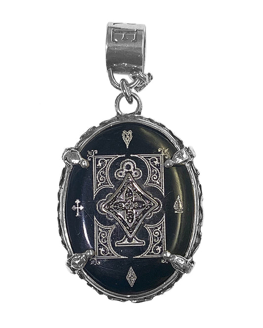 Gem Kingdom Anhänger Doppelseitig Horn Schwarz Tigerauge Braun Graviert 925 Sterling Silber Fame & Fortune Kollektion