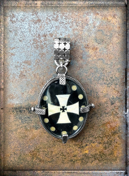 Gem Kingdom Doppelseitiger Kreuz-Anhänger Sterling Silber Glaskristall Achat