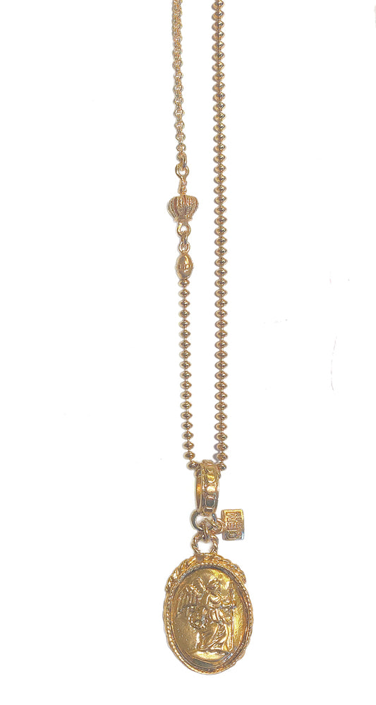 Gem Kingdom Anhänger Siegesgöttin Nike Erbskette Krone Bronze Vergoldet 50 cm Lang