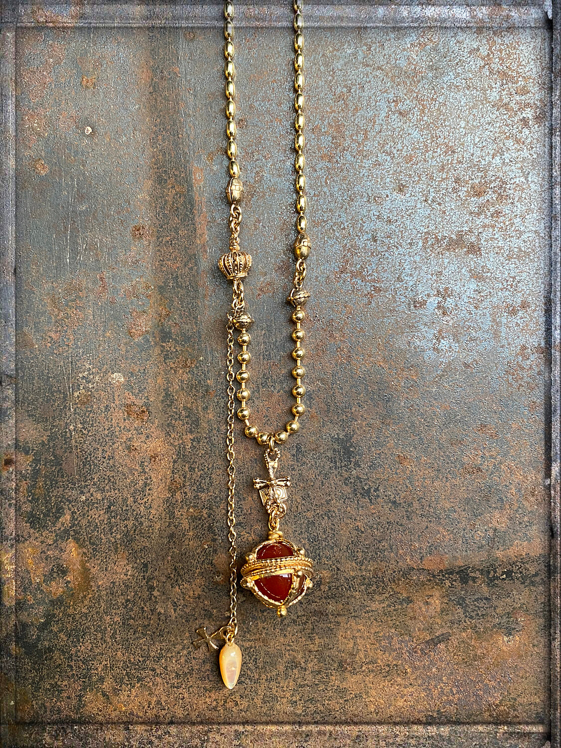 Gem Kingdom Erbskette Bronze Vergoldet Carneol Anhänger Alchemy  Of Soul Kollektion