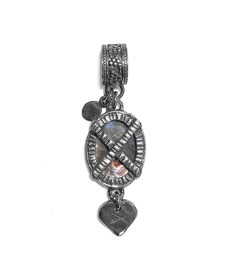 Gem Kingdom Anhänger Herz-Gravur Perlmutt Grau Sterling Silber Rückseite
