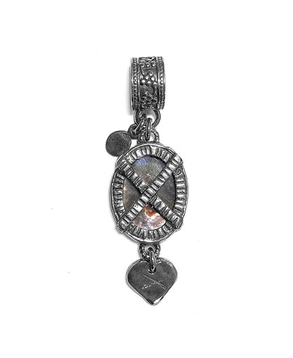 Gem Kingdom Anhänger Herz-Gravur Perlmutt Grau Sterling Silber Rückseite