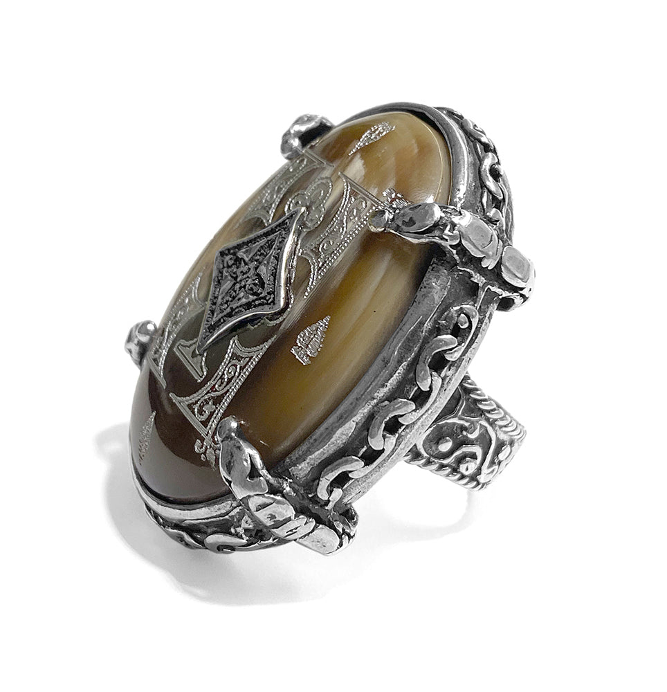 Gem Kingdom Hornring Statement Horn Fame Fortune Kollektion Graviert Unikat 925 Sterling Silber
